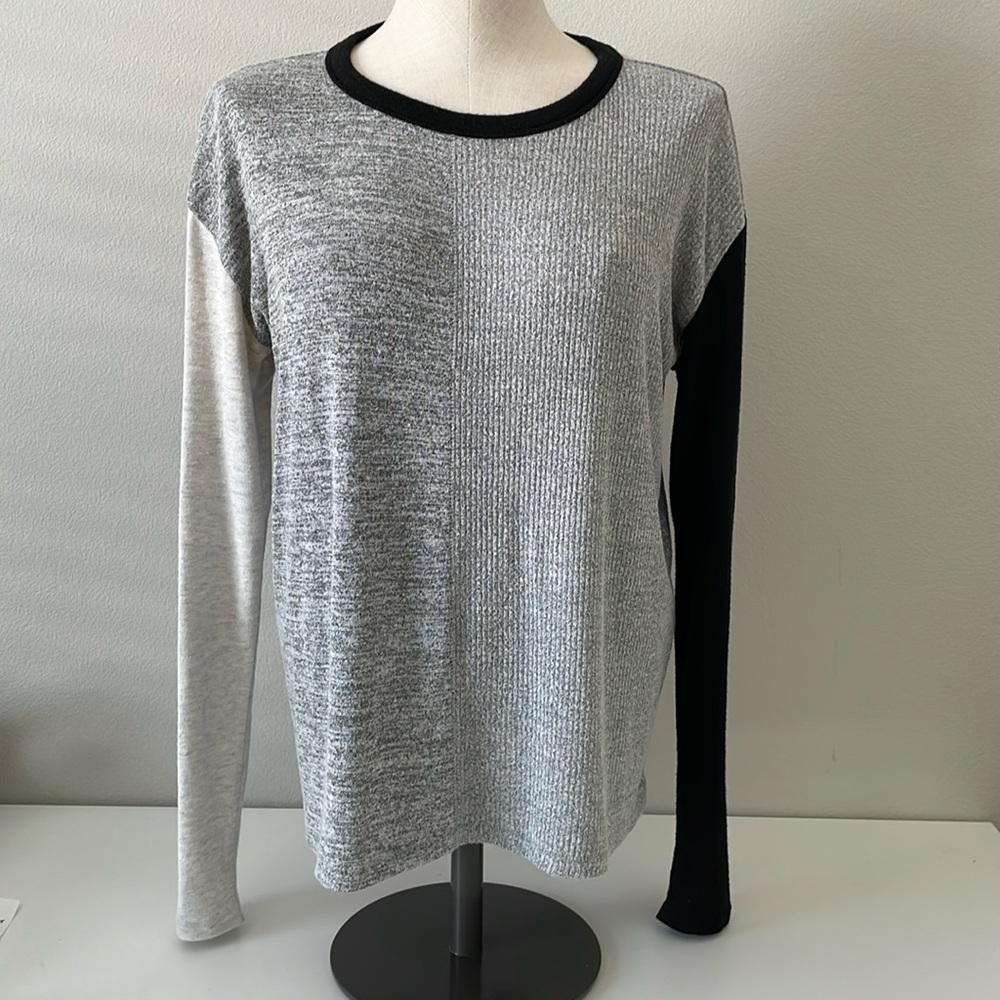 rag & bone gray marled long sleeve knit top Sz S - Picture 2 of 6